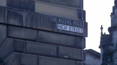 Royal Mile High Street sign in Edinburgh - EDINBURGH, SCOTLAND - JANUARY 10, 2020 clipart