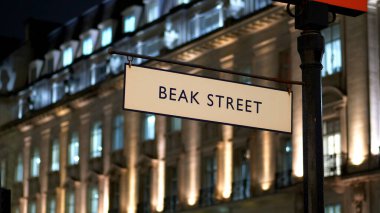 Street sign Beak Street in London - LONDON, ENGLAND - DECEMBER 11, 2019