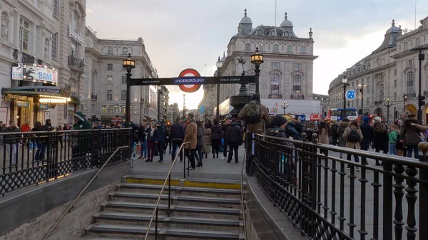 Underground Entrance Piccadilly Circus Station London - LONDON, ENGLAND - DECEMBER 10, 2019 — Stock Photo, Image