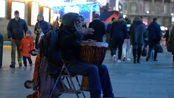 Pazzo Musicista Strada Londra Leicester Square Londra Regno Unito Dicembre — Foto Stock
