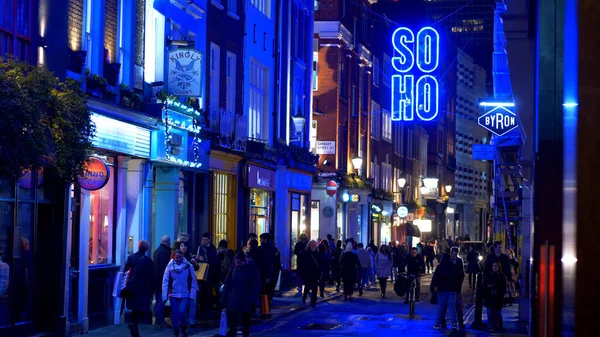 Soho district in London at Christmas time - LONDON, ENGLAND - DECEMBER 11, 2019 — стокове фото