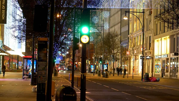Świąteczny Oxford Street Czasie Świąt Bożego Narodzenia Londyn Wielka Brytania — Zdjęcie stockowe