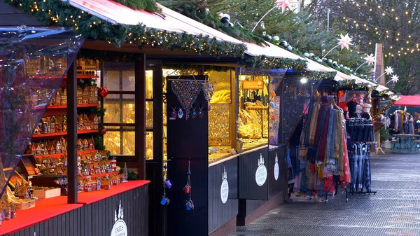 Зимняя Рождественская Ярмарка Чудес Лондонском Гайд Парке London United Kingdom — стоковое фото