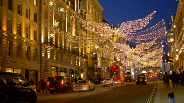 Erstaunliche Weihnachtsbeleuchtung Den Straßen Von London London Vereinigtes Königreich Dezember — Stockfoto