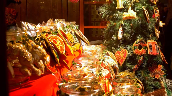 Presentes Típicos Para Venda Mercado Natal Londres Reino Unido Dezembro — Fotografia de Stock