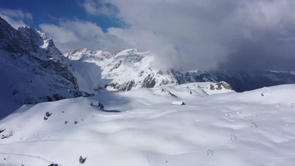Populärt Vintersportområde Schweiz Engelberg Titlis Flygfoto — Stockvideo