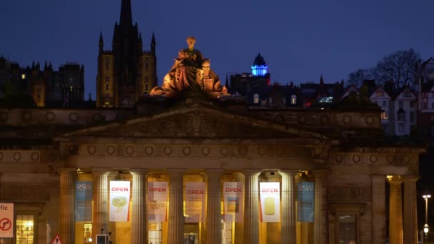 Royal Scottish Academy Édimbourg Nuit Edinburgh Royaume Uni Janvier 2020 — Video