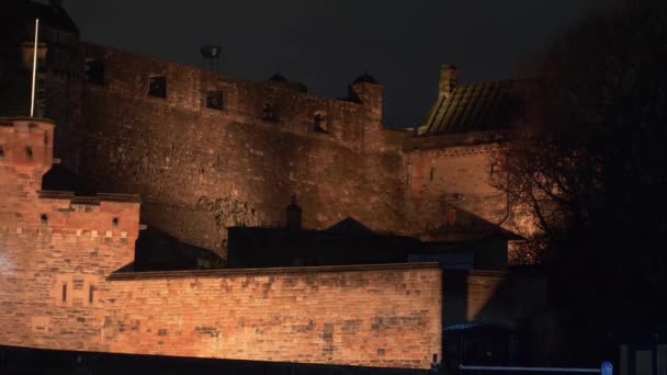 Edinburgh Castle Schöne Nachtsicht Reiseaufnahmen — Stockvideo