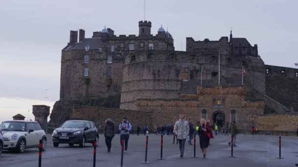 Edinburgh Tarihi Bölgesinde Castlehill Deki Edinburgh Şatosu Edinburgh United Kingdom — Stok video