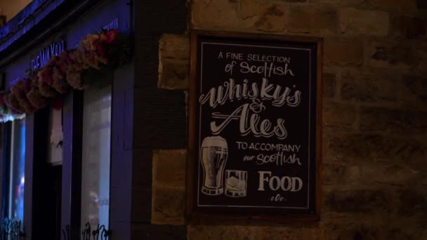 Scottish Whiskys Ales Παμπ Στο Εδιμβούργο Edinburgh Ηνωμενο Βασιλειο Ιανουαρίου — Αρχείο Βίντεο