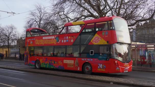 エディンバラ市内観光バス イギリス エディンバラ 2020年1月10日 — ストック動画