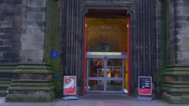 Edinburgh Festival Centre Det Historiska Distriktet Edinburgh Förenade Kungariket Januari — Stockvideo