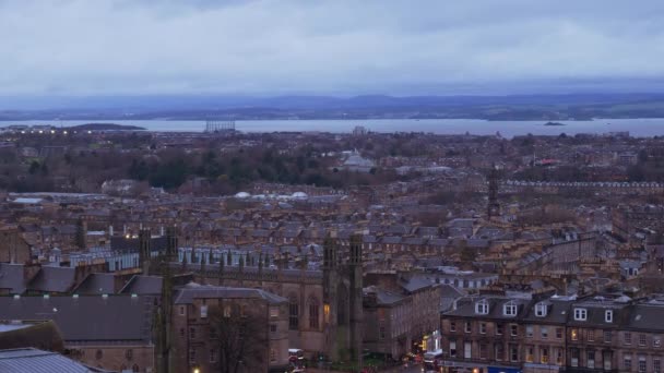 Flygfoto Över Edinburgh Och Leith Edinburgh Storbritannien Januari 2020 — Stockvideo