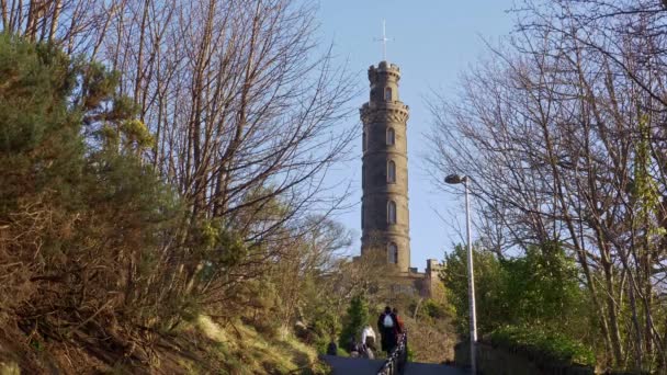 Famous Calton Hill Edinburgh Edinburgh Velká Británie Ledna 2020 — Stock video