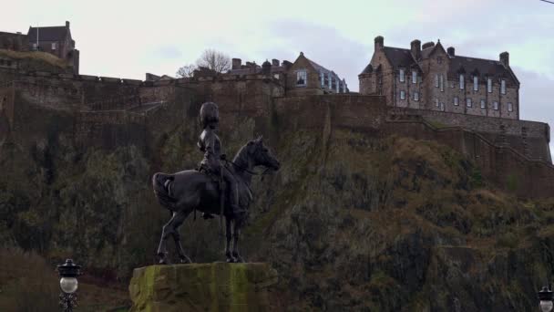 Castillo Edimburgo Castlehill Escocia Edimburgo Reino Unido Enero 2020 — Vídeo de stock