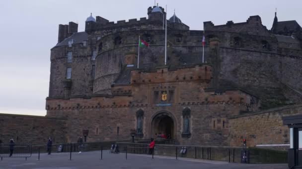 Castelo Edimburgo Castlehill Bairro Histórico Edimburgo Edinburgh Reino Unido Janeiro — Vídeo de Stock