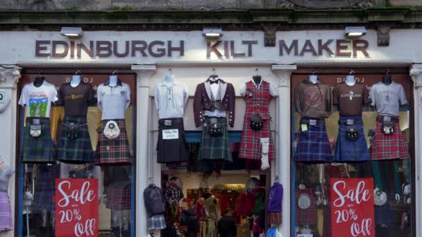 Édimbourg Kilt Maker Dans Vieille Ville Edinburgh Royaume Uni Janvier — Video