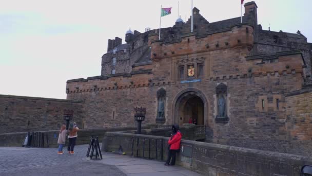 Castelo Edimburgo Castlehill Bairro Histórico Edimburgo Edinburgh Reino Unido Janeiro — Vídeo de Stock