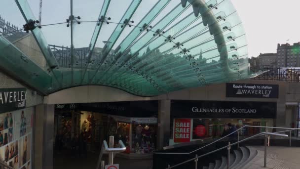 Pintu Masuk Stasiun Waverly Dan Waverly Mall Edinburgh Edinburgh United — Stok Video