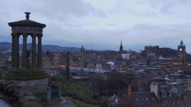 Vista Aérea Sobre Edimburgo Partir Calton Hill Imagens Viagem — Vídeo de Stock