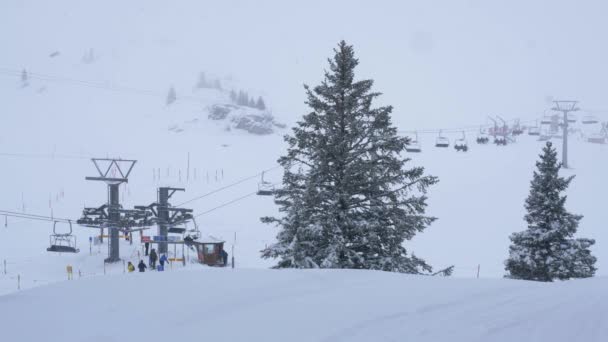 Winter Landscape Fog Swiss Alps Travel Footage — Stock Video