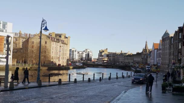 Krásná Čtvrť Leith Edinburghu Edinburgh Velká Británie Ledna 2020 — Stock video
