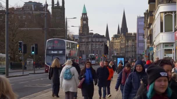 Fuß Auf Der Princes Street Edinburgh Edinburgh Vereinigtes Königreich Januar — Stockvideo