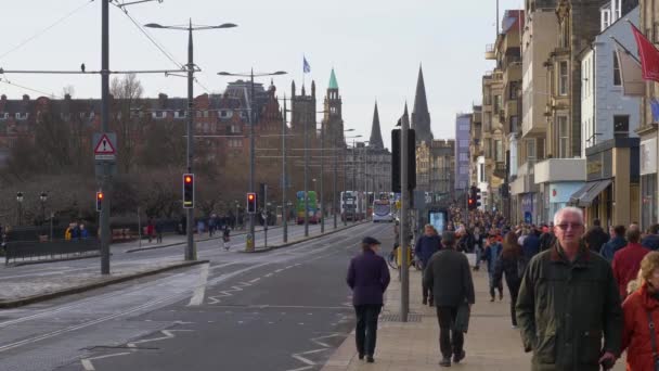 Street View Princes Street Edimburgo Edinburgh Regno Unito Gennaio 2020 — Video Stock
