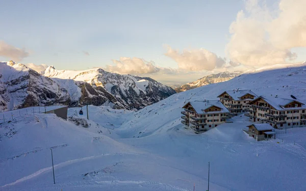 Wonderful snowy winter landscape in the Alps - aerial view — Stockfoto