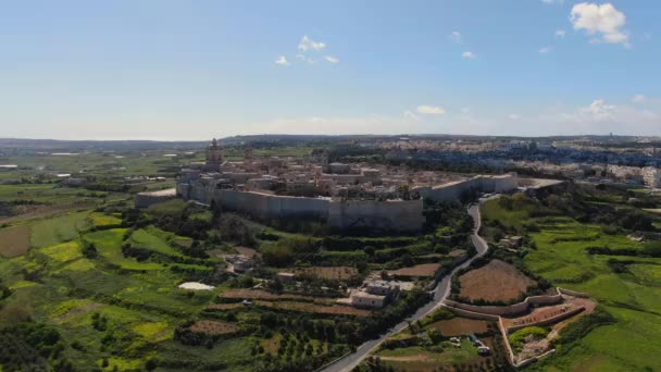 Borgo Medievale Mdina Capitale Malta Dall Alto Riprese Aeree — Video Stock