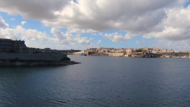 Malta Valletta Şehri Üzerindeki Hava Manzarası Hava Görüntüleri — Stok video