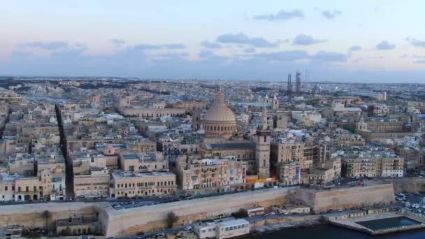 Luchtfoto Stad Valletta Hoofdstad Van Malta Luchtfoto — Stockvideo