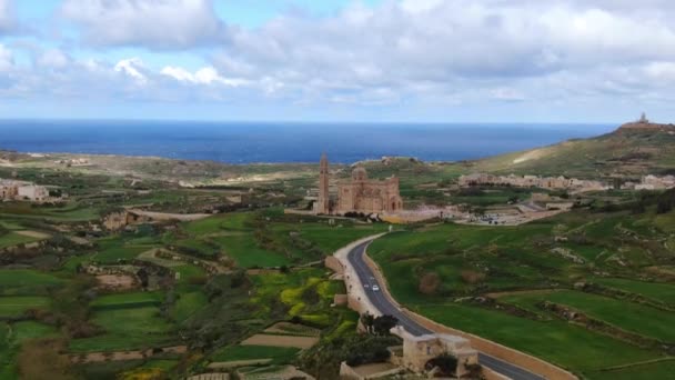 Gozo Szigete Málta Felülről Légi Felvétel — Stock videók