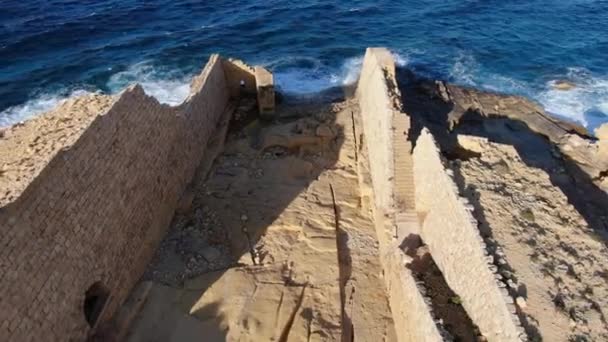 Oude Ruïnes Het Eiland Malta Luchtbeelden — Stockvideo