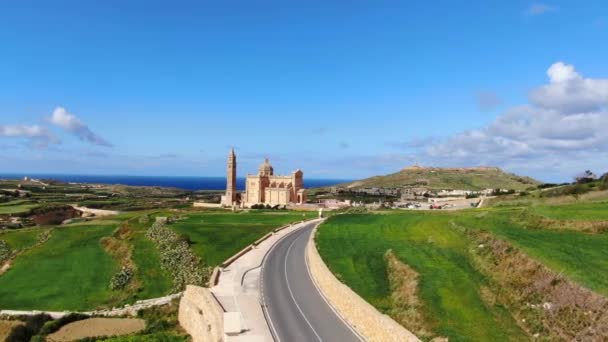 Vista Aérea Basílica Pinu Gozo Santuario Nacional Imágenes Aéreas — Vídeos de Stock