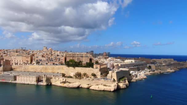 Widok Lotu Ptaka Maltę Miasto Valletta Zdjęcia Lotnicze — Wideo stockowe