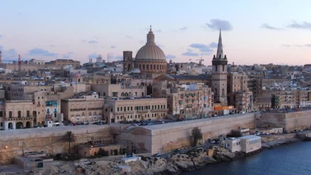 Valletta Capital Malta Cima Imagens Aéreas — Vídeo de Stock