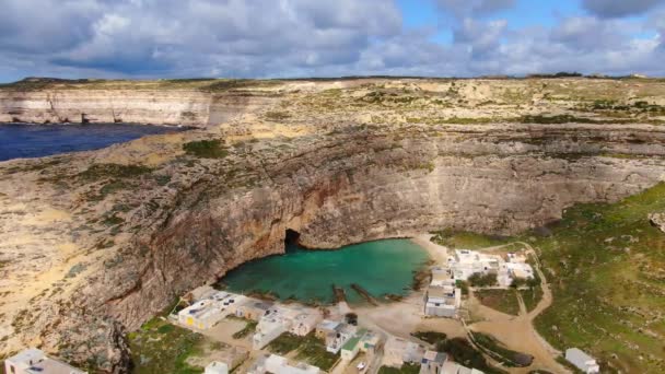 Berühmte Binnensee Auf Der Insel Gozo Malta Luftaufnahmen — Stockvideo