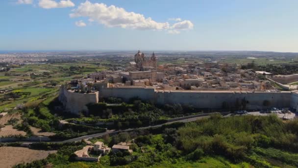 Вид Воздуха Исторический Город Мдина Мальте Кадры Воздуха — стоковое видео