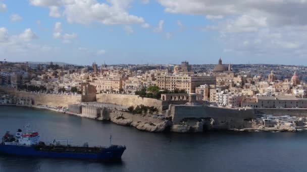 Valletta Hoofdstad Van Malta Van Bovenaf Luchtbeelden — Stockvideo