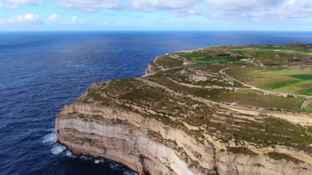 Underbar Kust Linje Gozo Malta Ovanifrån Flygbilder — Stockvideo