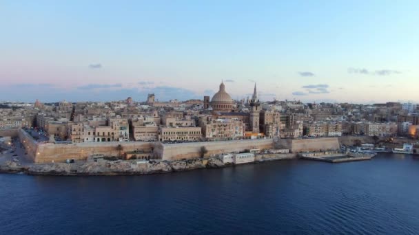 Widok Lotu Ptaka Miasto Valletta Stolica Malty Zdjęcia Lotnicze — Wideo stockowe