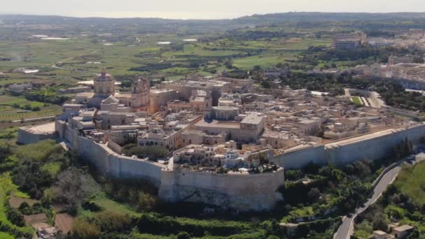 Mdina Former Capital City Malta Aerial Footage — Stock Video