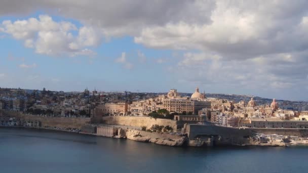 Valletta Hoofdstad Van Malta Van Bovenaf Luchtbeelden — Stockvideo