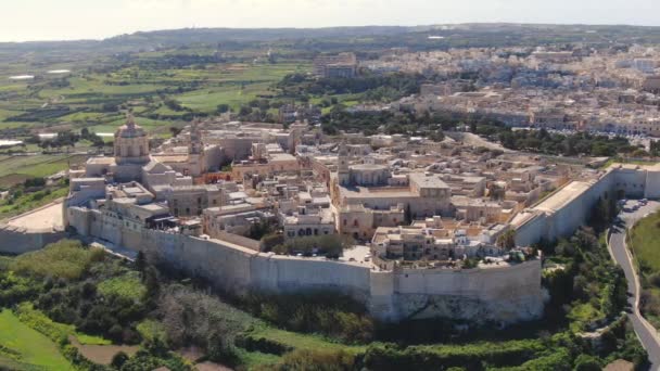 Mdina Ancienne Capitale Malte Haut Séquences Aériennes — Video