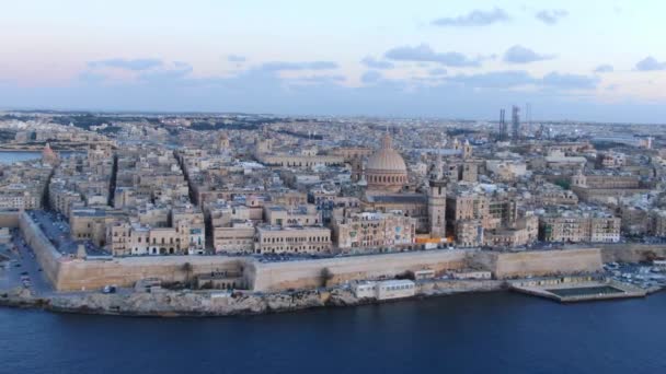 Vista Aérea Sobre Cidade Valletta Capital Malta Imagens Aéreas — Vídeo de Stock