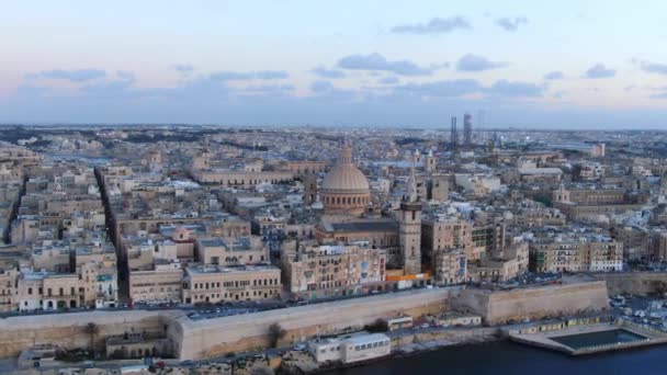 Valletta Huvudstaden Malta Från Ovan Flygbilder — Stockvideo