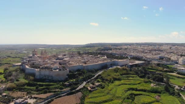 Vista Aérea Sobre Histórica Cidade Mdina Malta Imagens Aéreas — Vídeo de Stock