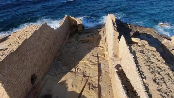 Oude Ruïnes Het Eiland Malta Luchtbeelden — Stockvideo