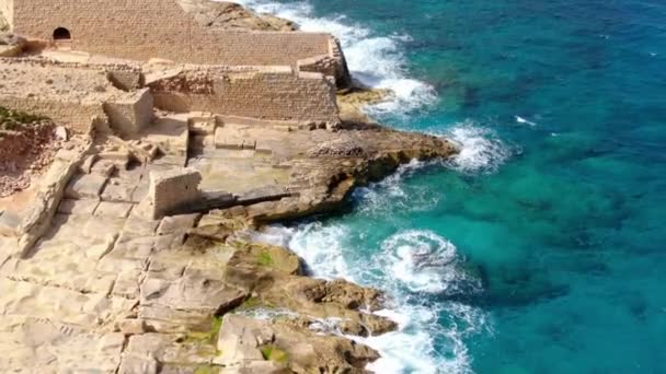 Красивый Пейзаж Мальты Средиземном Море Воздушные Съемки — стоковое видео